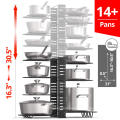 Yuming Factory 14 Layers Powder Coating Kitchen Pan Stand Pot Extension-type Storage Holder